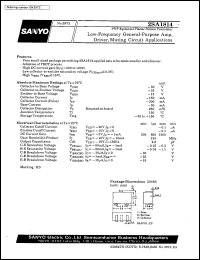 2SA1814 datasheet: PNP epitaxial planar silicon transistor, low-frequency general-purpose amp, driver, muting circuit application 2SA1814