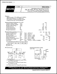 2SA1815 datasheet: PNP epitaxial planar silicon transistor, high-frequency general-purpose amp  application 2SA1815