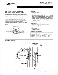 CA3290 datasheet: BiMOS Dual Voltage Comparators with MOSFET Input, Bipolar Output FN1049.3 CA3290