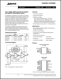 CA3240A datasheet: Dual, 4.5MHz, BiMOS Operational Amplifier with MOSFET Input/Bipolar Output FN1050.4 CA3240A