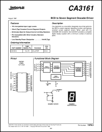 CA3161 datasheet: BCD to Seven Segment Decoder/Driver CA3161