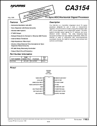 CA3154 datasheet: TV Sync/AGC/Horizontal Signal Processor CA3154