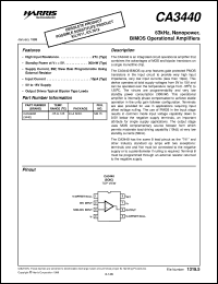 CA3440 datasheet: 63kHz, Nanopower, BiMOS Operational Amplifiers CA3440