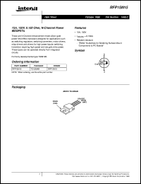 RFP15N15 datasheet: 15.0A, 120V and 150V, 0.150 ohm, N-Channel Power MOSFET FN1443.1 RFP15N15