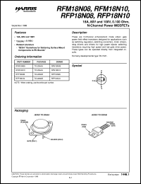 RFM18N10 datasheet: 18.0A, 80V and 100V, 0.100 ohm, N-Channel Power MOSFET RFM18N10