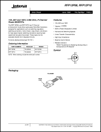 RFP12P08 datasheet: 12A, 80V and 100V, 0.300 Ohm, P-Channel Power MOSFETs RFP12P08