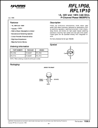 RFL1P08 datasheet: 1A, -80V and -100V, 3.65 Ohm,  P-Channel Power MOSFETs RFL1P08