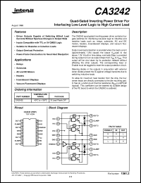 CA3242 datasheet: Quad-Gated Inverting Power Driver For Interfacing Low-Level Logic to High Current Load CA3242