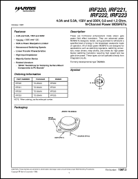 IRF220 datasheet: 4.0A and 5.0A, 150V and 200V, 0.8 and 1.2 Ohm, N-Channel Power MOSFETs IRF220