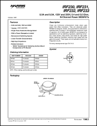 IRF230 datasheet: 8.0A and 9.0A, 150V and 200V, 0.4 and 0.6 Ohm, N-Channel Power MOSFETs IRF230