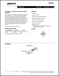 IRF610 datasheet: 3.3A, 200V, 1.500 Ohm, N-Channel Power MOSFET IRF610
