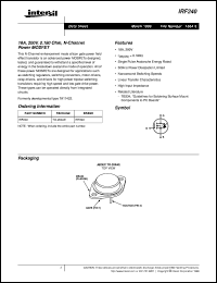 IRF240 datasheet: 16A and 18A, 200V and 150V, 0.18 and 0.22 Ohm,  N-Channel Power MOSFETs IRF240