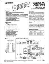 CD22354A datasheet: CMOS Single-Chip, Full-Feature PCM CODEC CD22354A
