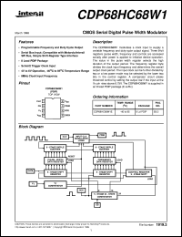 CDP68HC68W1 datasheet: CMOS Serial Digital Pulse Width Modulator CDP68HC68W1