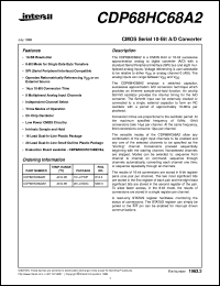 CDP68HC68A2 datasheet: CMOS Serial 10-Bit A/D Converter CDP68HC68A2