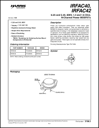 IRFAC40 datasheet: 6.2A and 5.4A, 600V, 1.2 and 1.6 Ohm, N-Channel Power MOSFETs IRFAC40