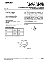 IRF234 datasheet: 8.1A and 6.5A, 275V and 250V, 0.45 and 0.68 Ohm, N-Channel Power MOSFETs IRF234