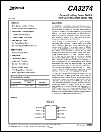 CA3274 datasheet: Current Limiting Power Switch with Current Limiter Sense Flag CA3274