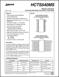 HCTS540MS datasheet: Radiation Hardened Inverting Octal Buffer/Line Driver, Three-State HCTS540MS