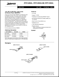 RFD14N05L datasheet: 14A, 50V, 0.100 Ohm, Logic Level, N-Channel Power MOSFETs RFD14N05L