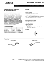 RFD16N05L datasheet: 16A, 50V, 0.047 Ohm, Logic Level, N-Channel Power MOSFETs RFD16N05L