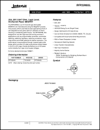 RFP25N05L datasheet: 25A, 50V, 0.047 Ohm, Logic Level, N-Channel Power MOSFET RFP25N05L