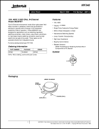 IRF340 datasheet: 10A and 8.3A, 400V and 350V, 0.55 and 0.80 Ohm, N-Channel Power MOSFETs IRF340