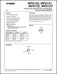 IRFD1Z0 datasheet: 0.4A and 0.5A, 60V and 100V, 2.4 and 3.2 Ohm, N-Channel Power MOSFETs IRFD1Z0