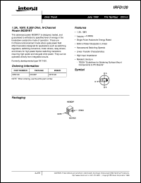 IRFD120 datasheet: 1.3A, 100V, 0.300 Ohm, N-Channel Power MOSFET IRFD120