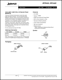 IRFR420 datasheet: 2.5A, 500V, 3.000 Ohm, N-Channel Power MOSFETs IRFR420