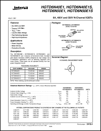 HGTD6N40E1 datasheet: 6A, 400V and 500V N-Channel IGBTs HGTD6N40E1