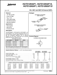 HGTD10N40F1S datasheet: 10A, 400V and 500V N-Channel IGBTs HGTD10N40F1S