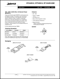 RFG40N10 datasheet: 40A, 100V, 0.040 Ohm, N-Channel Power MOSFETs RFG40N10