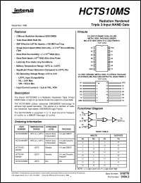 HCTS10MS datasheet: Radiation Hardened Triple 3-Input NAND Gate HCTS10MS