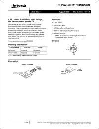 RFP4N100 datasheet: 4.3A, 1000V, 3.500 Ohm, High Voltage, N-Channel Power MOSFETs RFP4N100