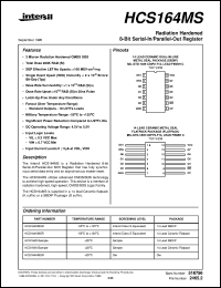 HCS164MS datasheet: Radiation Hardened 8-Bit Serial-In/Parallel-Out Register HCS164MS