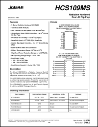 HCS109MS datasheet: Radiation Hardened Dual JK Flip Flop HCS109MS