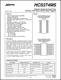 HCS374MS datasheet: Radiation Hardened Octal D-Type Flip-Flop, Three-State, Positive Edge Triggered HCS374MS