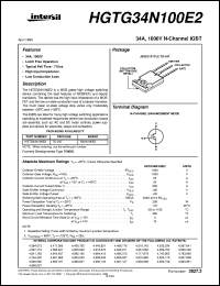 HGTG34N100E2 datasheet: 34A, 1000V N-Channel IGBT HGTG34N100E2