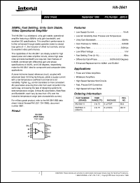 HA-2841 datasheet: 50MHz, Fast Settling, Unity Gain Stable, Video Operational Amplifier FN2843.3 HA-2841