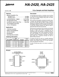 HA-2420 datasheet: 3.2 Microsecond Sample and Hold Amplifiers HA-2420