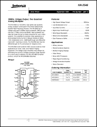HA-2546 datasheet: 30MHz, Voltage Output, Two Quadrant Analog Multiplier FN2861.3 HA-2546