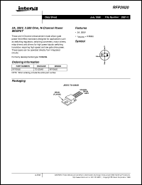 RFP2N20 datasheet: 2A, 200V, 3.500 Ohm, N-Channel Power MOSFET RFP2N20