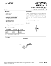 RFP2N08 datasheet: 2A, 80V and 100V, 1.05 Ohm, N-Channel Power MOSFETs RFP2N08