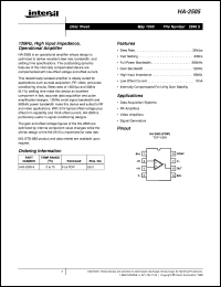 HA-2505 datasheet: 12MHz, High Input Impedance, Operational Amplifier HA-2505