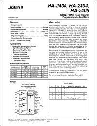 HA-2404 datasheet: 40MHz, PRAM Four Channel Programmable Amplifiers HA-2404