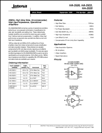 HA-2522 datasheet: 20MHz, High Slew Rate, Uncompensated, High Input Impedance, Operational Amplifiers HA-2522