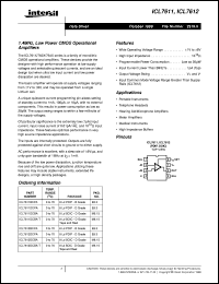 ICL7612 datasheet: 1.4MHz, Low Power CMOS Operational Amplifiers ICL7612