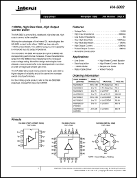 HA-5002 datasheet: 110MHz, High Slew Rate, High Output Current Buffer FN2921.4 HA-5002