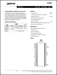 HI5800 datasheet: 12-Bit, 3MSPS, Sampling A/D Converter HI5800